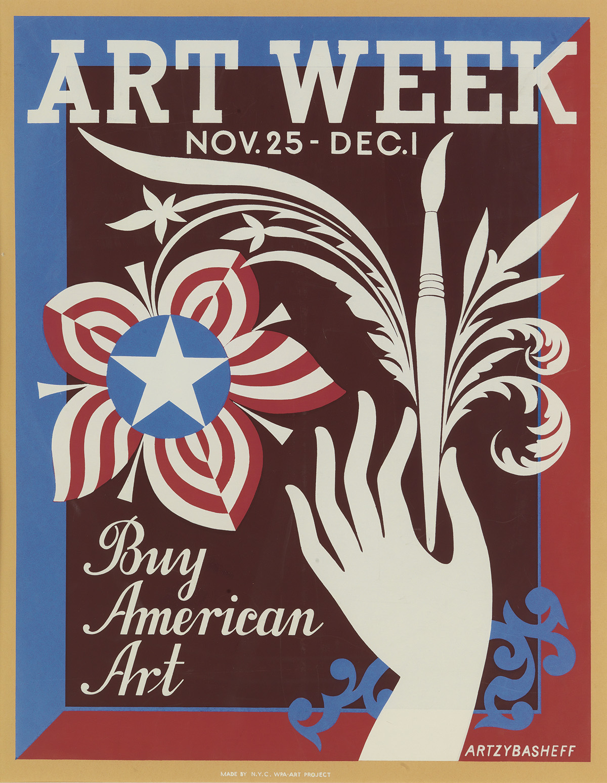 BORIS ARTZYBASHEFF (1899-1965). ART WEEK / BUY AMERICAN ART. Circa 1939. 23x18 inches, 58x46 cm. N.Y.C. WPA Art Project, New York.